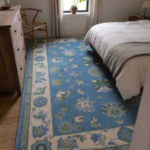 Traditional Floral Area Oushak Wool Rug Hand Knotted Non Slip Rubber Backing Living <b>Room</b> Use - Product Image 2