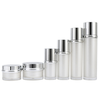 Botol Pompa Vakum Kosmetik Mewah Isi Ulang Akrilik Baru Perak 100ml 50ml 30ml 15ml 50g 30g untuk Serum dan Lotion