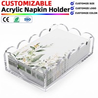Porte-serviettes en acrylique personnalisé, porte-serviettes jetables à bord festonné, porte-serviettes en papier transparent pour la salle de bain