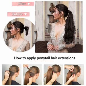 Extensions de cheveux vierges Remy 100% non traités, brésiliens, longs, ondulations naturelles lâches, queue de cheval à enrouler, double trame, élégantes - Product Image 5