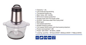 Bebé Vegetales y Cebolla Procesador de alimentos 1.2L Plástico Portátil Mini Eléctrico con 6 cuchillas - Product Image 2