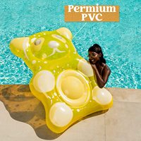 Mignon matelas flottant gonflable en PVC écologique en forme d'ours jaune, chaise longue flottante, marque XINQI, enfants, tout-petits