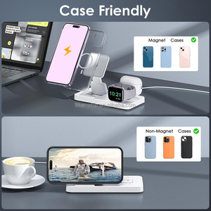 Produits populaires 2024 support de charge rapide Multi blanc à alignement automatique téléphone 15W chargeur Pad 3-en-1 aimant Charge sans fil - Product Image 6