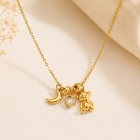 Collier pendentif multi-couches SUMMLY en forme d'ours, de lune et de cœur, plaqué or 18 carats, en acier inoxydable, colliers superposables pour femmes, bijoux quotidiens