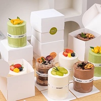 Boîte d'emballage pour mini-gâteaux, plateau de base pour tranches de dessert de 2/3 pouces, pâtisseries basques, pâtisseries françaises, contenant jetable à emporter en kraft