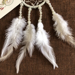 Mini attrape-rêve en forme de tissage fait à la main, décoration murale, imitation plumes blanches, haute qualité, vente en gros - Product Image 3