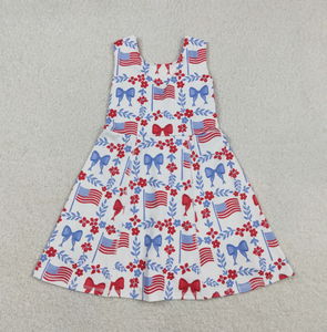 Nouvelle robe de yoga avec nœuds rouges et bleus pour le 4 juillet, robe active mi-longue - Product Image 2