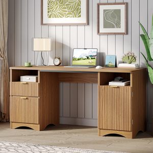 Bureau d'ordinateur moderne en bois SENYU avec tiroirs et étagères de rangement pour usage domestique ou professionnel - Product Image 4
