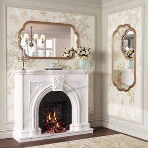 Wiserset Scalloped Wall <b>Mirror</b> 23 X 42 Antique Brass Framed Vintage Gold For Bathroom Bedroom Dressing Room - Product Image 5