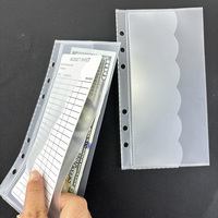 Sobre transparente de PP A6 con doble bolsillo, bolsillo transparente esmerilado con 6 agujeros para organizador de presupuesto A6