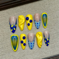 Ongles Réutilisables de Luxe en ABS à Design 3D Coloré, Minimalistes et Tendance, Forme Amande, Qualité Salon, 30 Pièces