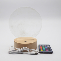 Lampe de nuit 3D en acrylique à LED avec base en bois, lampe lune RGB pour la décoration de la maison, vente chaude