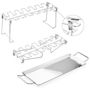Cross-border stainless steel portable folding multi-functional leg support set with drip tray, BBQ grill, meat and <b>vegetable</b> - Product Image 1