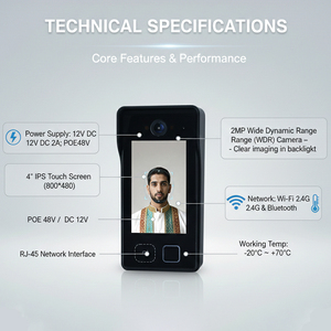 Vidéophone intelligent Wi-Fi Hiwink HW-0205 1080P avec écran IPS 4 pouces, détection de mouvement, résistant à l'eau, reconnaissance faciale et mot de passe à usage unique - Product Image 5