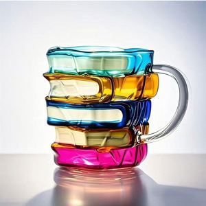 New Glasses Book <b>Mug</b> Artificial Painted <b>Gold</b> Trim Water Cup Handleless and Lidless Household Use Wholesale - Product Image 1
