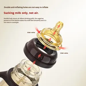 Bouteilles pour bébés PP à col large, anti-coliques, anti-étouffement, de qualité alimentaire, incassables, faciles à nettoyer, résistantes à la chaleur - Product Image 4