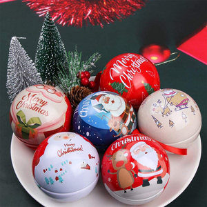 Boule de Noël ronde en plastique avec poignée, motif Père Noël et rennes, décoration de Noël - Product Image 5
