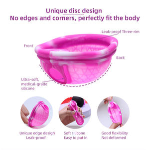 Disque menstruel réutilisable en silicone de grande taille, nouveau style, violet - Product Image 2