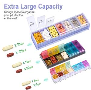 Pastillero para 2 Tomas Diarias, Pastillero de Doble Capa para 7 Días, Estuche para Pastillas de Gran Capacidad para Aceite de Pescado, Vitaminas y Medicamentos Diarios - Product Image 3