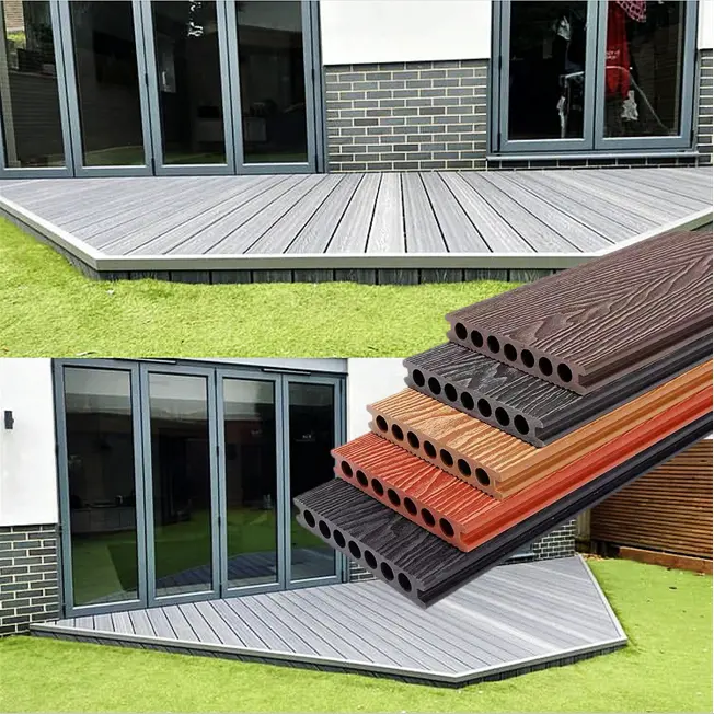 coffee hollow wpc decking patio composite decking board capped Composite synthetic wooden decking for garden