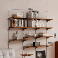 Étagère murale vintage en bois massif, étagère de rangement multi-niveaux en acier inoxydable, personnalisée pour le salon, coin lecture