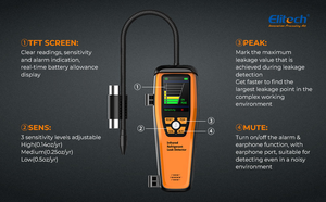 Detector de Fugas Infrarrojo Elitech Inframate S, Detector Avanzado de Refrigerante HVAC, Probador de Halógenos, Detector de Gas para Accesorios de Aire Acondicionado Metálicos - Product Image 5