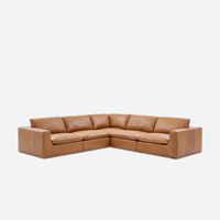 Ensemble de canapés modulaires sectionnels en forme de L, mousse haute densité, dossier sans accoudoirs, mobilier de salon, cuir véritable