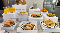 Présentoirs à Aliments en Acrylique Blanc pour Buffet, Supports de Présentation Alimentaire, Boîtes à Desserts Empilables en Forme de Cube pour Mariages et Fêtes