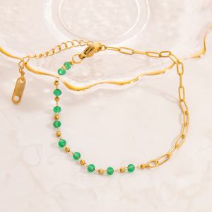 High-End 18K Gold and Stainless Steel Double-Layer <b>Charm</b> Bracelet Trendy Jewelry for Anniversaries - Product Image 2