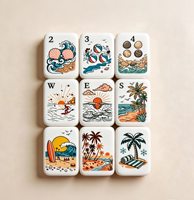 Jeu de tuiles de Mahjong américain en acrylique, 160 pièces, thème Océan, Plage, Coquillages, Vagues, Poissons, Écologique, Cadeau de luxe prêt à l'emploi