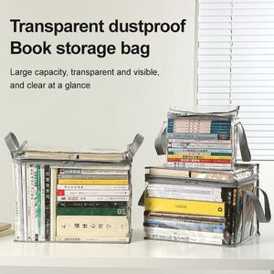 Sac de rangement transparent pour livres, grande capacité, sac de rangement pour CD en PVC, sac de rangement en plastique avec poignée - Product Image 3