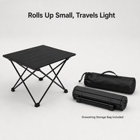 Table pliante ultra-légère taille M, noire, pour camping, en acier carbone haute résistance, pour jardin, fête, pique-nique, mobilier d'extérieur
