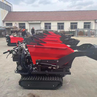 Mini-Brouette Thermique Transporteur 500kg 800kg, Dumper Chenillé Chargeur Frontal avec Moteur et Pompe pour Exploitations Agricoles