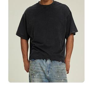 Camiseta Cuadrada Desgastada de 240 g/m², 100 % Algodón, Lavada al Ácido, Estilo Vintage, Hombros Caídos, Ropa Urbana, Camiseta Cuadrada Corta - Product Image 4