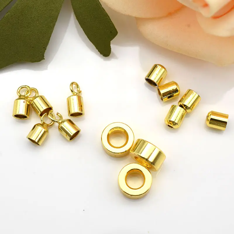 Brass Vàng trượt hạt Spacer hạt đối với DIY trang sức làm 3 mét lỗ End mũ cho Milan dây vòng đeo tay