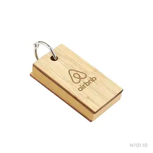 Promotional ECO Keychain Writing Sticky Notes Pads Memo Pad Sticky Note with Bamboo Cover
