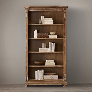 Librería de madera maciza tallada multicapa sin puerta abierta de moda de lujo con luz antigua retro francesa - Product Image 3