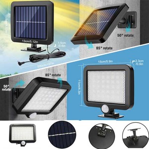Luz Solar con Sensor de Movimiento de 56 LED, IP65 Impermeable, Ángulo de Iluminación de 120 Grados, Lámpara de Pared con Cable de 5 Metros para Jardín - Product Image 4