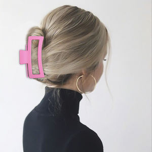 Pinces à griffes carrées de couleur unie de 13cm pinces de requin creuses rectangulaires mats pinces à cheveux pinces à cheveux croix givrée pinces de support solides antidérapantes - Product Image 2