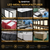 Menu numérique de luxe rechargeable à LED, format A4, pour restaurant, avec couvertures en cuir PU, alimentation électrique