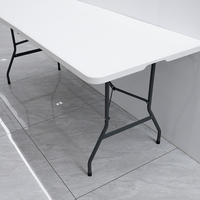 Table pliante rectangulaire en plastique blanc populaire, légère et au design moderne pour les hôtels et les fêtes - Vente directe d'usine
