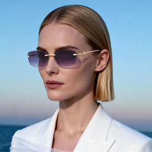 แว่นกันแดดไร้กรอบโลหะใหม่สำหรับผู้หญิง ป้องกันรังสียูวี 400 รุ่นที่ 3 กรอบสีดำ เลนส์พีซี แฟชั่นสไตล์ยุโรป - Product Image 1