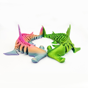 Juguetes de Animales Marinos Impresos en 3D, Tiburón <span class=keywords><strong>Martillo</strong></span> Articulado, Figura de Animal Oceánico Flexible con Articulaciones Móviles para Escritorio - Product Image 3