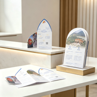 Impression de brochures découpées sur mesure, dépliants promotionnels pliés de forme irrégulière spéciale, prospectus tri-pli