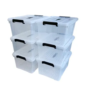 손잡이 공간 상자 저장 콘테이너를 가진 다기능 투명한 플라스틱 저장 상자