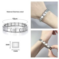 Bracelet à breloques italien en acier inoxydable DIY avec 26 lettres, module initiales Italie, motif libre, à personnaliser, cadeau pour couples