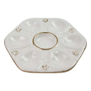 <span class=keywords><strong>Assiette</strong></span> à huîtres en porcelaine blanche élégante <span class=keywords><strong>6</strong></span> trous, vaisselle écologique <span class=keywords><strong>de</strong></span> 10 pouces pour restaurant, maison et hôtel - Product Image 1