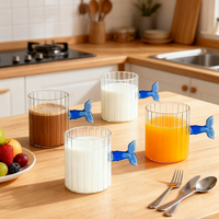 Tasses et mugs en verre borosilicate écologiques de 420 ml, design queue de baleine, sans BPA, anti-fuite, compatibles lave-vaisselle, pour café, thé et plus