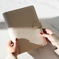 Reliures à anneaux en cuir métallique A5 avec porte-cartes, six trous, reliure en cuir PU, carnet de notes, planificateur, portefeuille