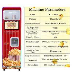Distributeur automatique de popcorn à écran tactile JOYFUNPLAY avec 3 saveurs, machine à popcorn intelligente commerciale à pièces pour les films - Product Image 5